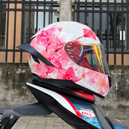 Orz摩托車(chē)頭盔男女全盔四季藍牙個(gè)性四季大尾翼機車(chē)跑盔3C認證新國標 櫻花 幻彩紅鏡（可夜視） XL
