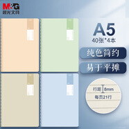晨光（M&G）文具A5/40張筆記本子縫線本 高顏值錯(cuò)題本 學(xué)生考研日記本 透染系列4本裝FA5488