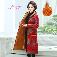 峰戈 中老年女裝棉服女長(cháng)款冬裝新品時(shí)尚連帽加絨加厚媽媽裝棉衣保暖外套大碼花色冬裝老年人奶奶裝棉襖 連帽1號色 XXL建議110斤--120斤左右穿