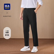 海瀾之家（HLA）休閑褲男裝24年春秋季直筒微彈透氣輕商務(wù)系列簡約男士休閑長褲子 黑色5C 4XL /195推薦97~101kg