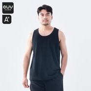 E.U.V男士背心夏季純棉外穿寬松運(yùn)動(dòng)健身跨欄內(nèi)穿打底無(wú)袖汗衫上衣 靜謐黑 180-185(XXL 75-80KG)