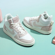 耐克（NIKE）官方女鞋冬季 COURT BOROUGH MID 復古高幫板鞋休閑鞋百搭運動(dòng)鞋 844907-101/米白 38