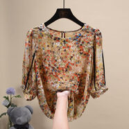 喬駿晟2023夏季寬松印花短袖雪紡衫女氣質(zhì)洋氣小衫歐貨碎花時(shí)尚上衣 彩色波點(diǎn)碎花 收藏關(guān)注優(yōu)先發(fā)貨 L 96-110