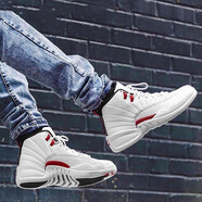 耐克（NIKE）男女款 Air Jordan 12 AJ12 復(fù)古耐磨舒適籃球鞋 CT8013-153265-106 白紅 45.5