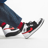 耐克（NIKE）Air Jordan aj1 mid男女鞋影子芝加哥黑紅腳趾熊貓籃球運動休閑鞋 554725-075黑白熊貓女子 37.5