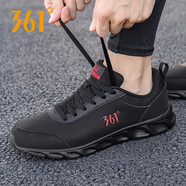 361° 男鞋跑步鞋運動(dòng)鞋男秋季款361度男鞋休閑鞋男皮面旅游鞋子R 曜石黑/熔漿紅2279 43