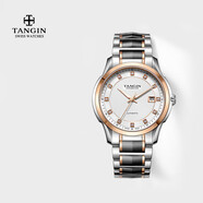 天珺（TANGIN） 瑞士天珺(TANGIN)男士手表全自動(dòng)機械女表簡(jiǎn)約時(shí)尚情侶手表8011 【間玫-白面 -單只】女士機械表-JD8011