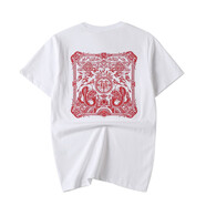 簡(jiǎn)拓夏季新款國(guó)潮男裝黑色麒麟刺繡短袖T恤男中國(guó)風(fēng)純棉繡花情侶體恤 2812白色 3XL碼