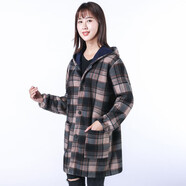 暢印毛絨罩衣成人長(cháng)袖加絨加厚護衣時(shí)尚工作服廚房男女可穿衣秋冬外套 J-棕灰 M 90-120斤