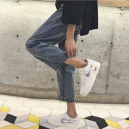 澤萬(wàn)邦原宿風(fēng)復(fù)古淺色ins直筒牛仔褲男女BF寬松Chic韓國(guó)ulzzang闊腿褲潮 淺藍(lán)色 主圖款693 S 27【90-100斤】