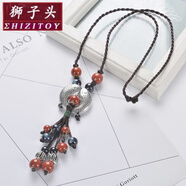 獅子頭 復(fù)古鏈項(xiàng)鏈配飾棉麻復(fù)古文藝民族風(fēng)女生掛件飾品衣服裝飾配件女款 雙魚