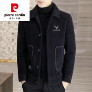 皮爾卡丹高檔品牌男裝 毛呢外套男短款秋冬季加棉加厚款呢子夾克男士韓版休閑上衣修身冬針織 7019  黑色 秋冬 厚款 3XL 150-165斤