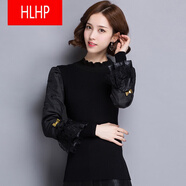 HLHP【撿漏特價(jià)】羽絨棉袖打底衫女冬配仿皮草馬甲的高領(lǐng)毛衣加絨加厚袖子內搭針織衫 木耳1領(lǐng)不加絨蝴蝶結款 S 80-95斤