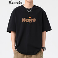 Cebrodz法國(guó)短袖T恤男夏季新款ins潮流簡(jiǎn)約字母刺繡純色半袖體恤男士上衣 299黑色 XL 140斤-160斤
