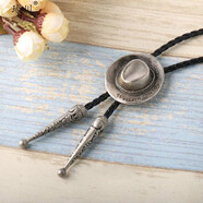 西部牛仔波洛領(lǐng)帶歐美個(gè)性休閑風(fēng)bolo tie波洛領(lǐng)結時(shí)尚領(lǐng)繩項鏈 舊銀色/PU繩