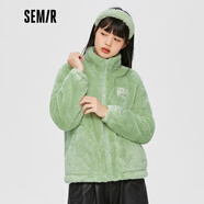 森馬森馬外套女加絨立領(lǐng)刺繡慵懶風(fēng)上衣秋冬季保暖搖粒絨夾克女生百搭 豆沙綠40018 150/76A/XS