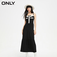 ONLY秋冬時(shí)尚V領(lǐng)蛋糕裙吊帶中長(zhǎng)款連衣裙女|123407018 H1Z 黑色BLACK XS 155/76A