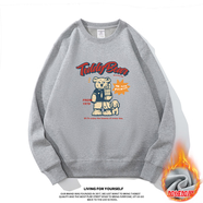 Eperdument新款卡通小熊衛衣女秋冬加絨圓領(lǐng)衛衣寬松學(xué)生外套可愛(ài)女生衛衣 灰色加絨 L