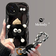 遨空iqoo u3手機殼iqoou3xicoo u3x男女潮V2061A保護套V2106A全包防摔硅膠iq00 u3×軟外殼卡通毛絨煤 黑色奶油殼毛絨煤球公仔+膜 iQOO U3x