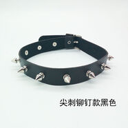脖帶項圈男 歐美風夸張街頭朋克時尚復古鉚釘骷髏PU皮質項圈Choker項鏈SN8752 尖刺鉚釘黑色