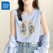 真維斯（JEANSWEST）新中式吊帶背心女裝可外穿2025夏季新款純棉上衣圓領顯瘦短款無袖 天藍 繽紛蝴蝶 M