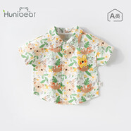歡喜小熊寶寶襯衫嬰兒夏季純棉薄款短袖襯衣男童潮酷童裝男孩洋氣衣服