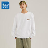 真維斯（Jeanswest）男裝秋季新款220G純棉長(zhǎng)T時(shí)尚簡(jiǎn)約字母印花潮流百搭JR 白210A M 170/92A