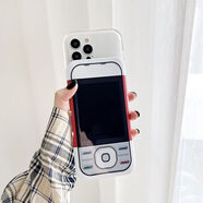 復古滑蓋諾基亞iPhone14promax蘋果13手機殼12小眾新款11鏡子全包 滑蓋鏡子【紅白諾基亞】 蘋果14