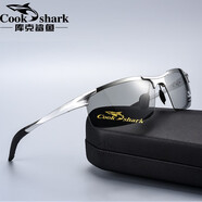 庫(kù)克鯊魚(yú)（CookShark）變色偏光太陽(yáng)鏡高清墨鏡男士開(kāi)車駕駛司機(jī)眼睛經(jīng)典男款釣魚(yú)眼鏡 銀框變色（日夜兩用）