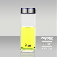 希諾（HEENOOR）玻璃杯單層加厚車(chē)載便攜水杯帶蓋男女士透明泡茶杯子 6055深藍