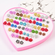 樹(shù)脂塑料耳釘 韓國花朵愛(ài)心耳環(huán)套裝女不易過(guò)敏36對盒裝耳飾批發(fā)