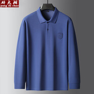 胖大潮特大碼男裝長袖t恤胖子翻領(lǐng)polo男士秋冬季加絨寬松肥佬體恤200斤 《8874春秋款》牛仔藍(lán) 8XL （胸圍146）適合250-270斤