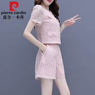 皮爾卡丹（pierre cardin）夏季2025年新款女士裝時(shí)尚套裝氣質(zhì)洋氣小個(gè)子休閑短褲兩件套套裝 粉紅色 S(90-100斤)