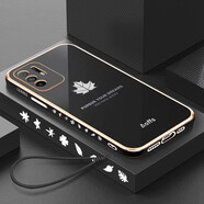 首基艾派 oppoa95手機殼 OPPO A95新款直邊電鍍硅膠鏡頭全包防摔軟殼網(wǎng)紅男女潮保護套 【配掛繩+鋼化膜】直邊電鍍-炫酷黑