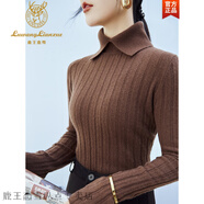鹿王戀雪100羊毛衫法式polo翻領(lǐng)打底針織衫秋冬修身半高領(lǐng)羊毛絨毛衣女 蜜糖咖 M