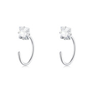 馬思迷銀耳環(huán)9純銀女大圈耳環(huán)耳釘女七夕禮物夏季款純銀不過(guò)敏 鋯石方形一對足銀