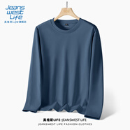 JEANSWEST LIFE真維斯長(cháng)袖t恤男潮春秋純棉白色打底衫學(xué)生寬松圓領(lǐng)純色內搭上衣