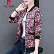 皮爾卡丹秋季外套女2025年新款秋款女士棒球服短款春秋裝中年女上衣 磚紅 XL