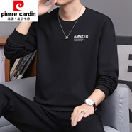 皮爾卡丹（pierre cardin）衛(wèi)衣男士2025秋冬季新款圓領(lǐng)加絨加厚防寒套頭內(nèi)搭休閑體恤衫秋衣 A款黑色春秋款 2XL 140-160斤