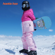 HOOTIE HOO新款美式風(fēng)滑雪褲背帶褲男童女童防風(fēng)防水 粉色 6/120cm/6-7歲