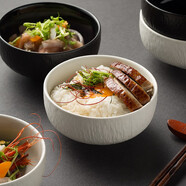 青木尚瓷 桑浪北歐風(fēng)創(chuàng)意米飯碗家用吃面小碗小菜碗陶瓷碗甜品碗飯碗高級感日式 白色單獨(dú)4.5英寸碗