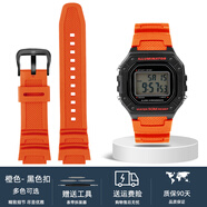 老皮匠 適配卡西歐W218H/AE-1200/SGW-300/400/MRW-200樹(shù)脂硅膠表帶 橙色-黑色扣 18mm
