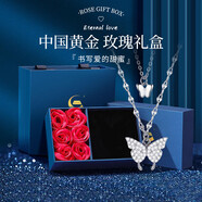 中國(guó)黃金（CHINA GOLD）銀項(xiàng)鏈女生蝴蝶純銀項(xiàng)鏈輕奢小眾高級(jí)感情人節(jié)生日禮物送女友老婆 925銀*甜美蝴蝶項(xiàng)鏈【玫瑰禮盒】