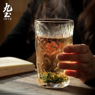 九土 日式玻璃杯家用水杯子女男情侶加厚冰川杯威士忌酒杯茶杯果汁牛奶咖啡杯 透明高款