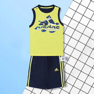 阿迪達斯 （adidas）童裝男童套裝夏季新款嬰兒衣服舒適無袖背心T恤短褲2件套 DZ2413 80