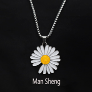 蔓笙小雛菊項鏈男潮搭配毛衣鏈情侶鎖骨鏈配飾掛墜吊墜嘻哈項鏈毛衣鏈