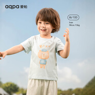 aqpa【135g新疆棉】兒童短袖T恤純棉上衣春夏寶寶衣服內(nèi)搭打底萌 藍底笨笨熊 73