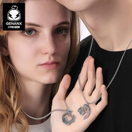 Genanx【情人送禮】情侶吊墜男女同款時(shí)尚街頭嘻哈支柱形狀項(xiàng)鏈潮 銀白色