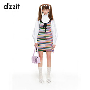 DZZIT地素春夏季新款彩虹條紋系帶針織吊帶裙設計感女3H2E60429 彩色 XS