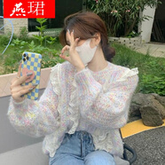 【高品質 明星同款】燕珺 套頭毛衣女裝春秋季寬松慵懶風新款時尚日系設計感小眾外穿毛線衣斗音網(wǎng)紅時髦洋 香芋紫 均碼